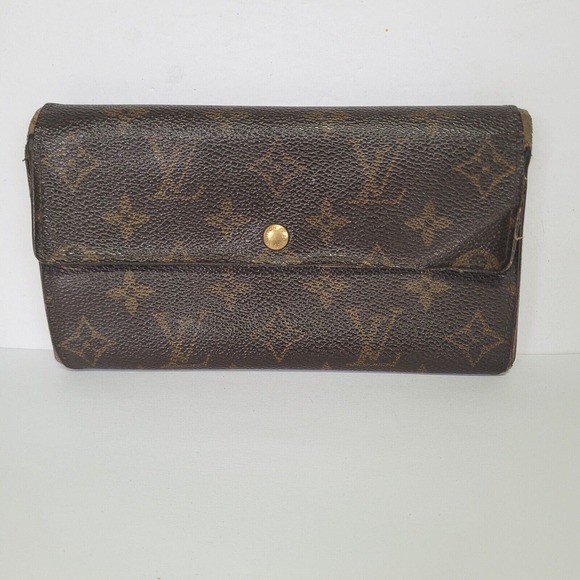 Authentic LOUIS VUITTON LV Vintage Monogram Sarah Wallet Envelope Leather Large - Picture 1 of 15